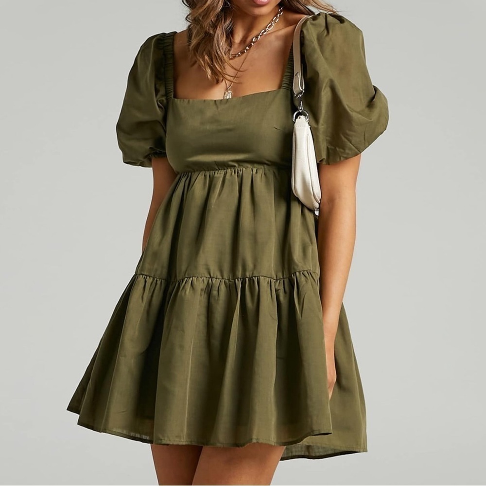HESPERUS summer dress squared neck off the shoulder size L